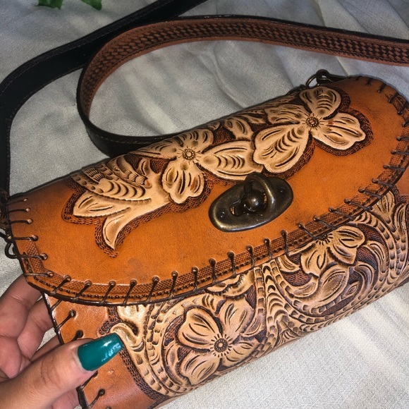 Authentic Leather Floral Crossbody - Picture 2 of 8
